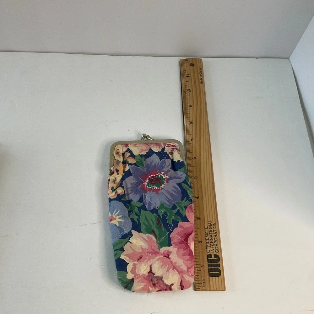 Vintage Quilted Floral Eyeglass Case Kiss Lock‎ Clasp Pouch Pink Blue Purple